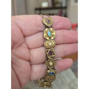 Goldette Unsigned Victorian Revival Slide Bracelet Rare